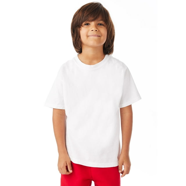 Hanes T-Shirt à Manches Courtes Col Ras du Cou ComfortWash pour Garçons, TG, Blanc