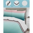 thumbnail image 4 of Quilts Twin Size Bedding Set, Pink Turquoise Ombre Lightweight Quilted Comforter, Teal Modern Geometric Striped Abstract Art Soft Bedspread Coverlet with Pillow Covers for All Season, 68" x 86", 4 of 7