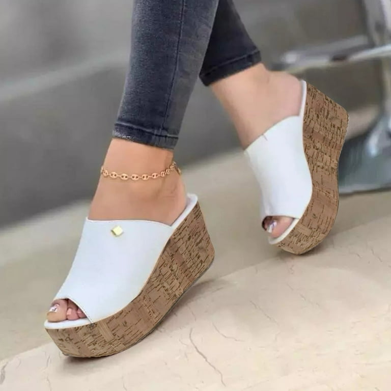 Wedges for Women Open Toe Platform Shoes Slides Shoes Casual