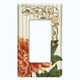 thumbnail image 5 of Metal Light Switch Plate Outlet Cover Orange Flower Beige Stripe Damask FLW063, 5 of 13