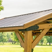Backyard Discovery Norwood 10' x 10' Cedar Wood Gazebo, Galvanized Steel Roof, PowerPort