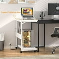 thumbnail image 2 of 24" Carbon Fiber Height Adjustable PC Tower Cart with Wheels and Power Strips, Mobile Rolling CPU Holder, Side Stand for Computer Desk, 2 of 8