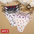 thumbnail image 2 of Bragas sin costuras para mujer, ropa interior Sexy de tiro bajo, Bikini de leopardo y mariposas, lencería suave de seda de hielo, 3 unidades por Set, 2 of 5