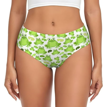 Naloa Cute Frogs Womens No Show Cotton Underwear Mid-High Waisted Soft Ladies Panties Strech Breathable Briefs -X-Small