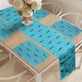 thumbnail image 2 of Ambesonne Nautical Table Runner & Placemats, Smiling Sharks Pattern, Placemat 4 pcs + Runner 16"x72", Sky Blue Quartz, 2 of 2