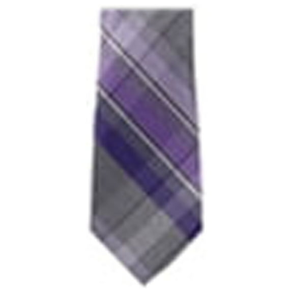 Kenneth Cole Mens Plaid Pre-tied Neck Tie, Purple, One Size