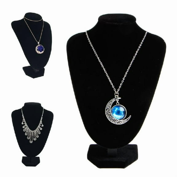 Black Velvet Necklace Bust Holder Bracelet Organizer Chain Storage Display Stand