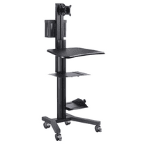 PC Computer Desktop Rolling Mobile Cart Workstation, Black