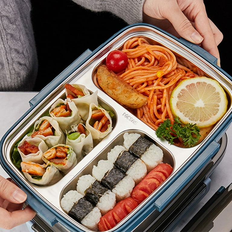 XMMSWDLA Divided Bento Lunch Box with 3 Compartments, Portable Thermal  Lunch Container for Kid Adult To School Work, Stainless Steel Insulated  Food