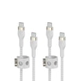 thumbnail image 1 of Cable cargador USB-C a USB-C de Belkin, trenzado de 2 m, paquete de 2 unidades, blanco, 1 of 5