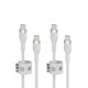 thumbnail image 1 of Cable cargador USB-C a USB-C de Belkin, trenzado de 2 m, paquete de 2 unidades, blanco, 1 of 5