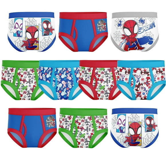 Ropa interior Spiderman para niños pequeños, superhéroes, paquete de 10 unidades, 2-3T y 4T