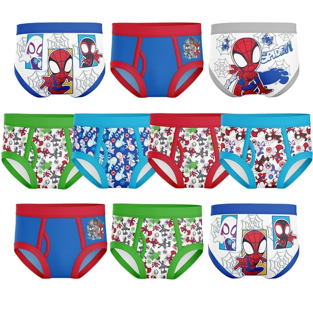 Ropa interior Spiderman para niños pequeños, superhéroes, paquete de 10 unidades, 2-3T y 4T