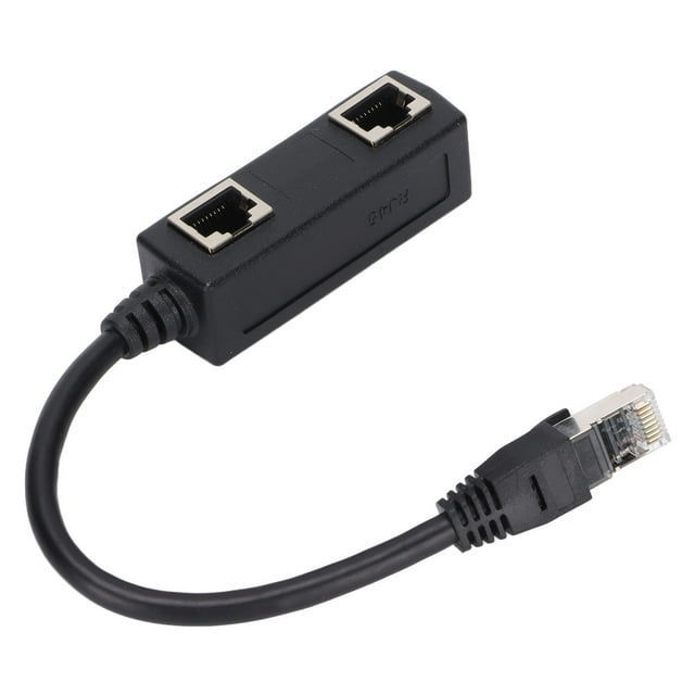 RJ45 Splitter Adapter, Ethernet Cable Splitter Gold Plated Core 1 Male To 2 Female For Home For Networks For Office