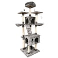 thumbnail image 2 of 72 Inch Cat Tree with Sisal-Covered Scratching Posts, Multi Level Kitty Playhouse with Condo, Baskets, Bed, Perches, Toys, Ladder Cat Tower Furniture (Gray), 2 of 3