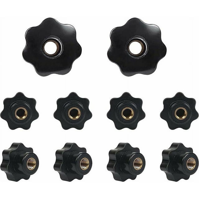 10 piezas M8 Perilla de tuerca de estrella, Perilla de apriete de perilla M8, Tornillo de perilla hembra M8, Perilla de estrella negra M8, 1,57 pulgadas, Adecuada para equipos mecánicos, Decoración