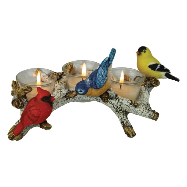 Candle Holder Birch with Birds 3Piece