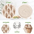 thumbnail image 4 of Yayeee 6 PCS Drink Coasters with Holder Set Woven Absorbent Round Tabletop Hot Pad, Brown Ice Cream Pattern, 4 of 7