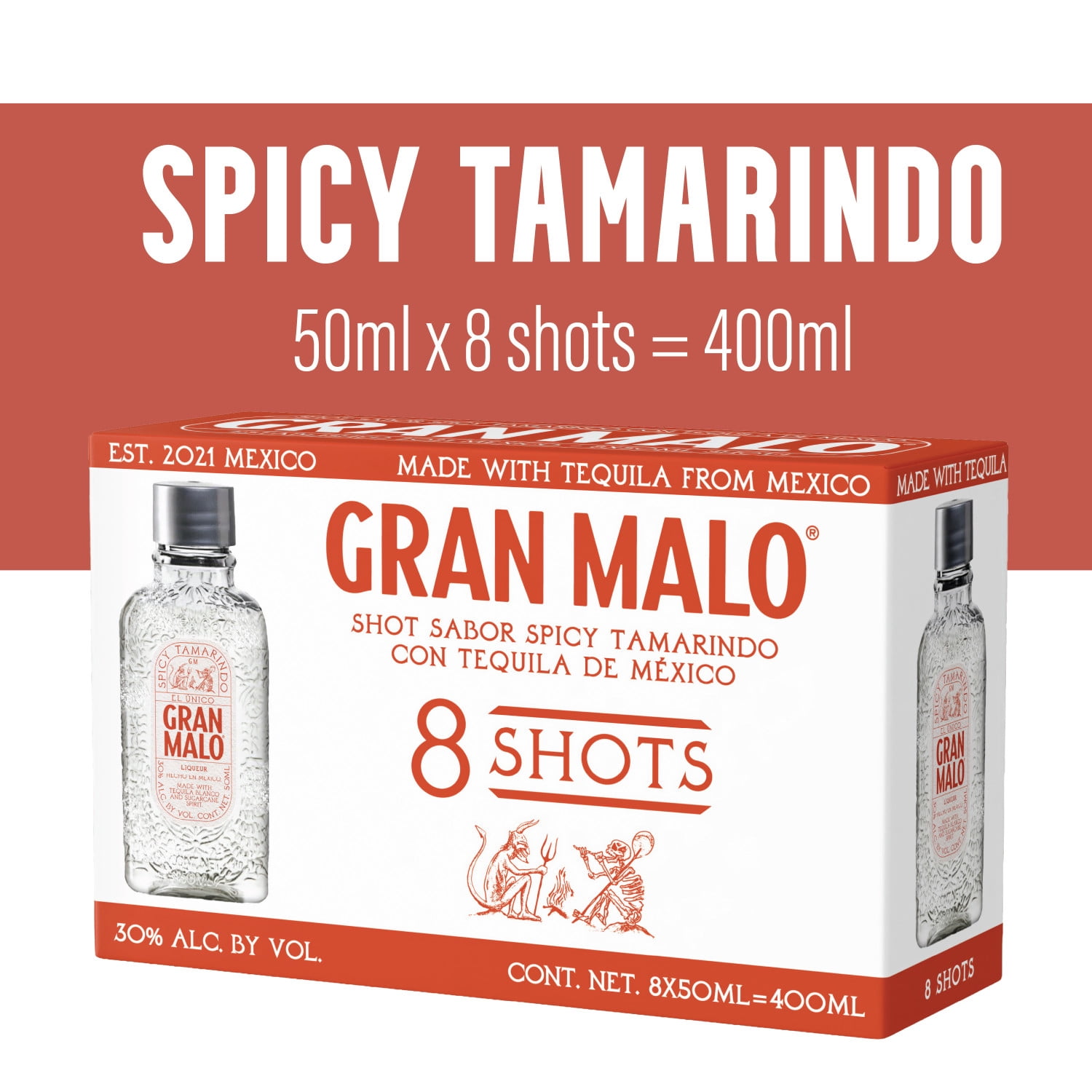 Gran Malo Spicy Tamarind Flavored Shot 8 Pack 50ml, 30% ABV