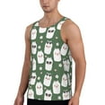 thumbnail image 2 of Uemuo Alpaca Faces Pattern Men's Muscle Shirts Sleeveless Dry Fit Gym Workout Tank Top Lightweight Sports Tank Top Beach Tank Top, Loose-fit Sleeveless Shirt-Medium, 2 of 7