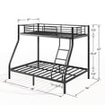 thumbnail image 7 of Twin Over Full Size Bunk Bed Frame with Safety Guard Rails and Ladder, Heavy Duty Metal Bunk Bed for Bedroom, Apartment, Dorm, No Box Spring Needed, Easy Assembly, Mattress Not Included, Black, 7 of 7