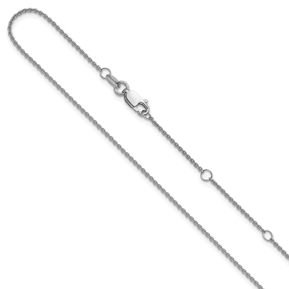 Sterling Silver Rh-plated 1.35mm Rolo 1in 1in Adjustable Chain