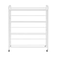 thumbnail image 4 of 4-Tier Rolling Book Cart, Large Capacity Bookshelf Storage Rack, Mobile Book Storage with Wheels Cart 90*25*112cm White, 4 of 11