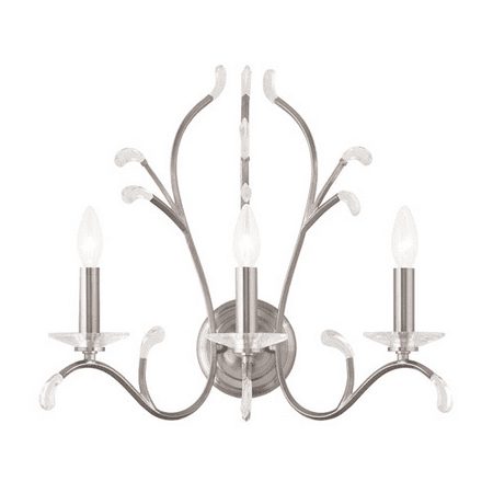 

Wall Sconces 3 Light With Clear Crystals Brushed Nickel size 20 in 180 Watts - World of Crystal