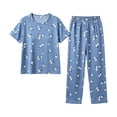 thumbnail image 4 of Under $10 Pajama Sets CNJKEHIUV Women's Cotton Pajama Set Short Sleeve Top & Pants 2-Piece Summer Sleepwear, 4 of 4