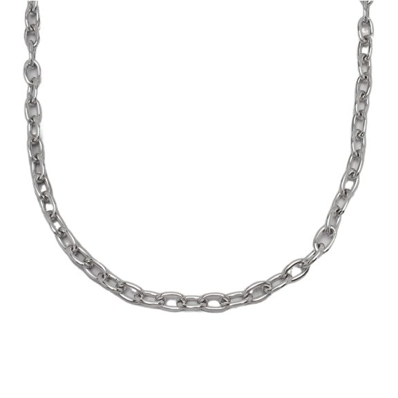 Fine Silver Plated Thick Rolo Link Necklace-18"