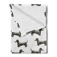 thumbnail image 2 of Dachshund Soft Flannel Fleece Throw Blanket, Pattern Lines with Sausage Dog Looking Different Directions, Cozy Plush for Indoor and Outdoor Use, 50" x 70", Dark Taupe Grey White, by Ambesonne, 2 of 5