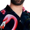 thumbnail image 5 of Flamingo Tropical Rainforest Men's Poplin Casual Printed Button Down Short Sleeve Summer Beach Shirts Unisex, 5 of 6