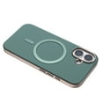 thumbnail image 5 of for iPhone 16 Plus PU Leather Case, Classic Phone Case Smooth Matte [Compatible with Magsafe], Plating Bumper Frame Lightweight Magnetic Anti-Scratch Cover for iPhone 16 Plus, Green, 5 of 6