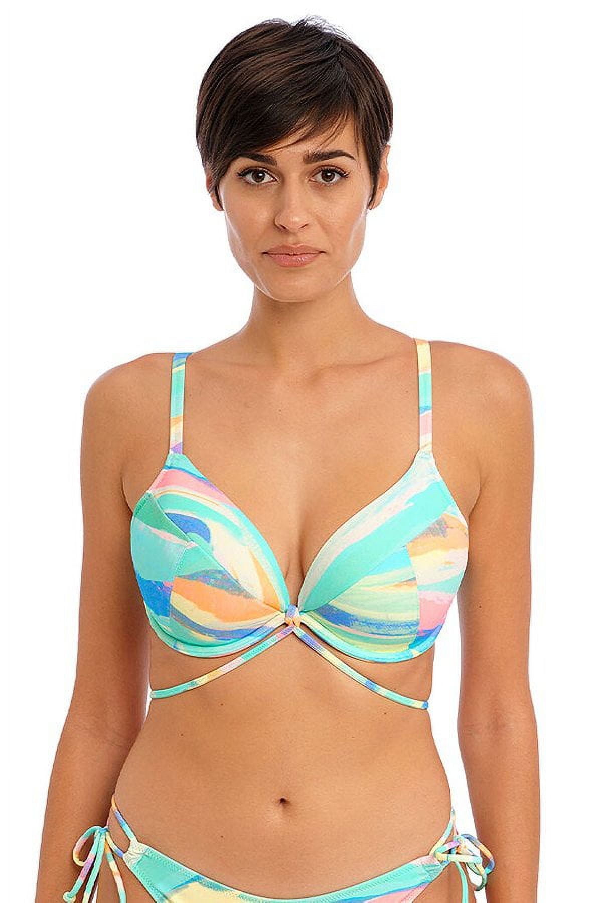 Freya Women's High Tide Underwire Concealed Bralette Bikini Top - Tie-Dye Print, Adjustable Straps, UK Sizing