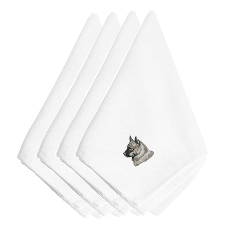 Norwegian Elkhound Embroidered Napkins Set of 4