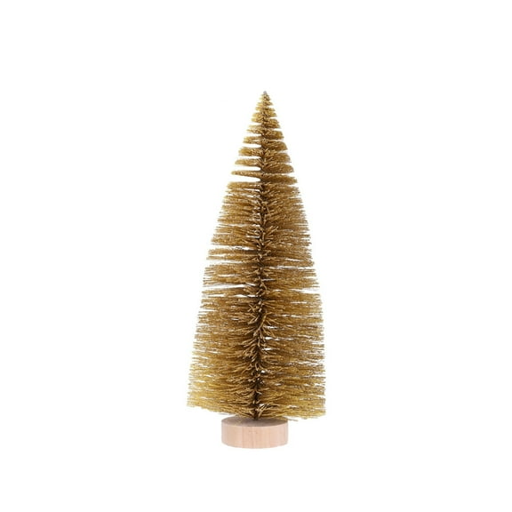 Xmas Decorations Mini Christmas Tree, 1pcs Miniature Pine Trees with Wooden Base Bottle Brush Trees Artificial Xmas Trees Tiny Trees for Crafts Christmas Halloween Party Decor