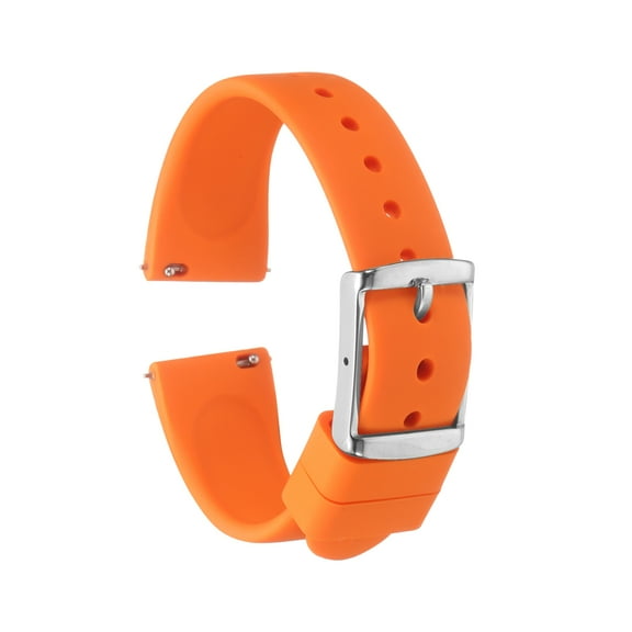 Uxcell Silicone Watch Band 18mm Quick Release Rubber Replacement Watch Strap with Stainless Steel Silver Clasp, Orange