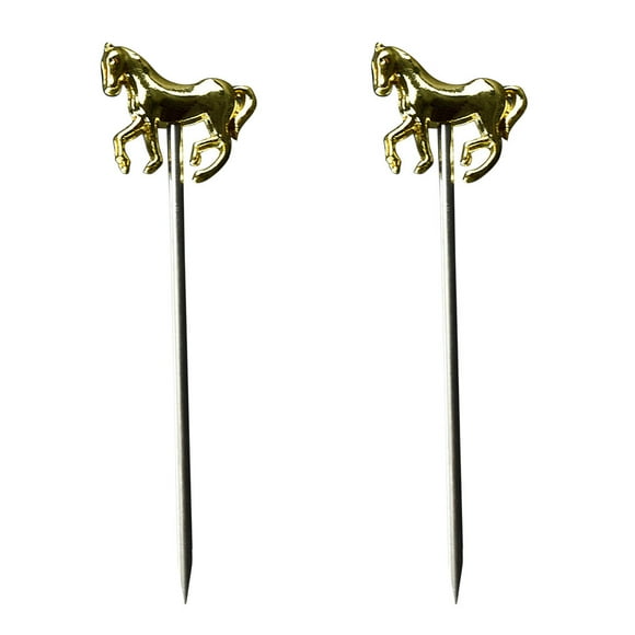 MasteelfCA 2pcs Stainless Steel Cocktail Sticks Decorative Fruit Picks Swizzle Stick Party Supplies for Hotel KTV Bar (Golden Horse)