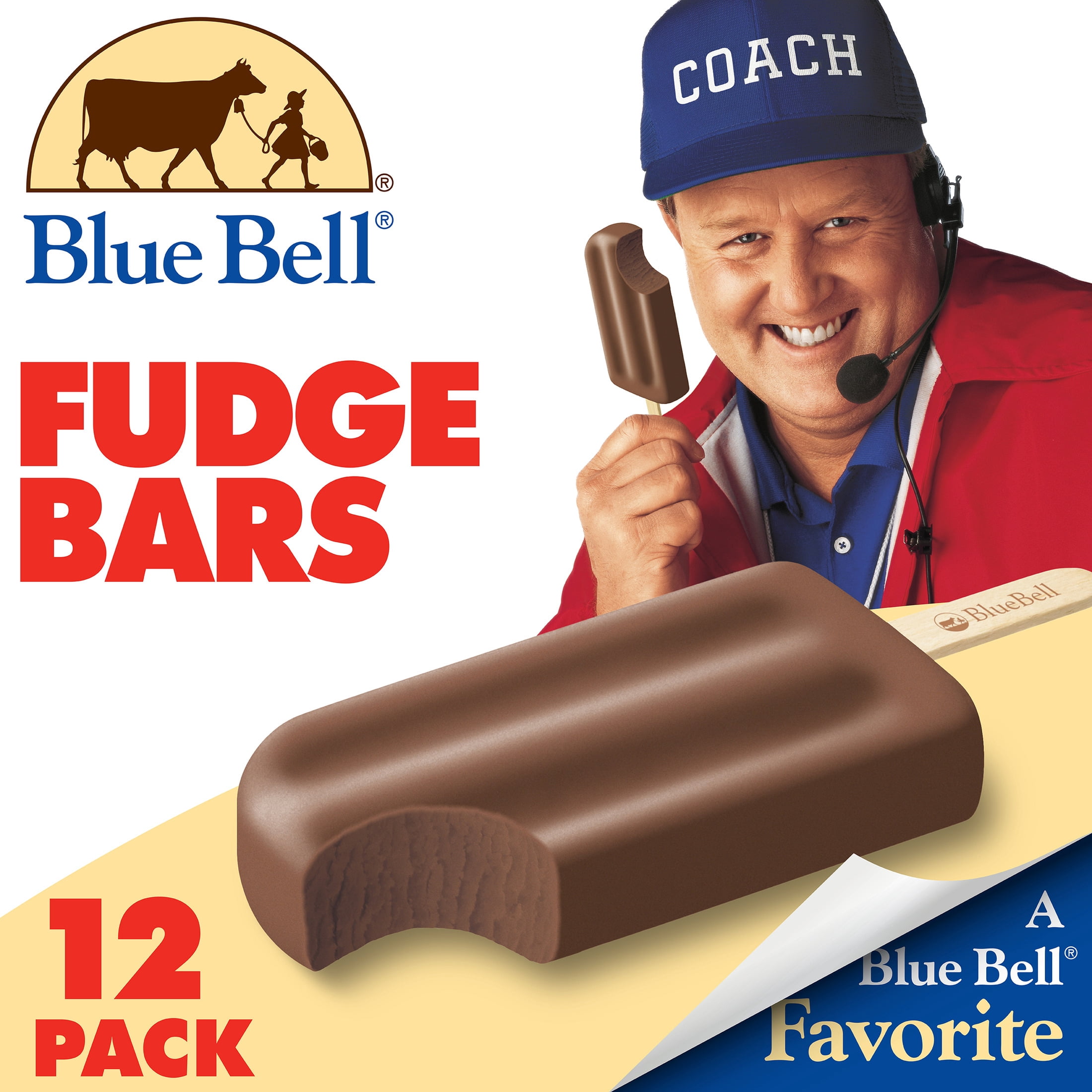 Blue Bell Chocolate Fudge Frozen Dairy Dessert Bars, 2.5 fl oz, 12 Count