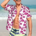 thumbnail image 3 of Fotbe Orchids Flowers Hawaiian Shirt for Men Unisex Summer Beach Casual Short Sleeve Cotton Linen Button Down Shirts-Large, 3 of 5