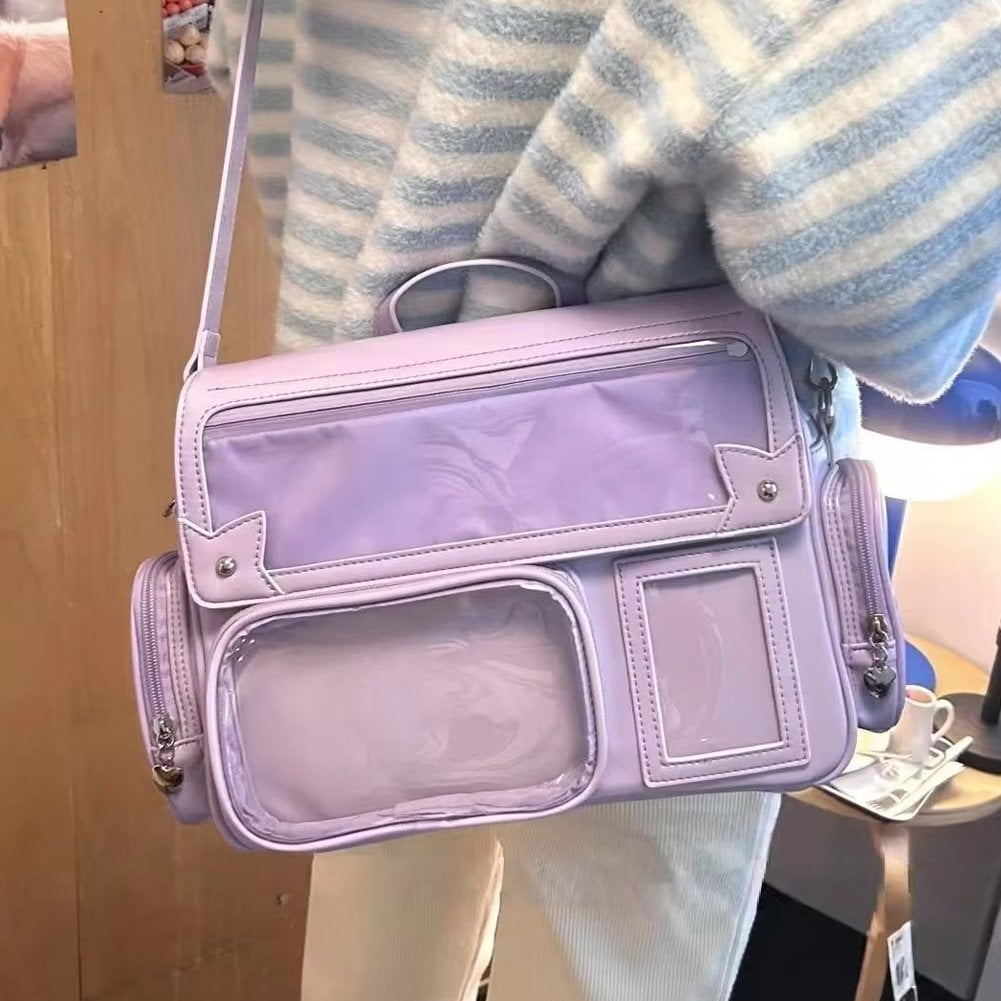 Yvsxxv Ita Bag Crossbody Backpack, Kawaii Pin Display Rucksack, Purple