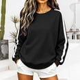 thumbnail image 2 of NMMUED Crewneck Pullover for Women Casual Long Sleeve Sweatshirt Striped Color Block Fall Clothes Athletic Tops Relaxed Fit Black M, 2 of 6