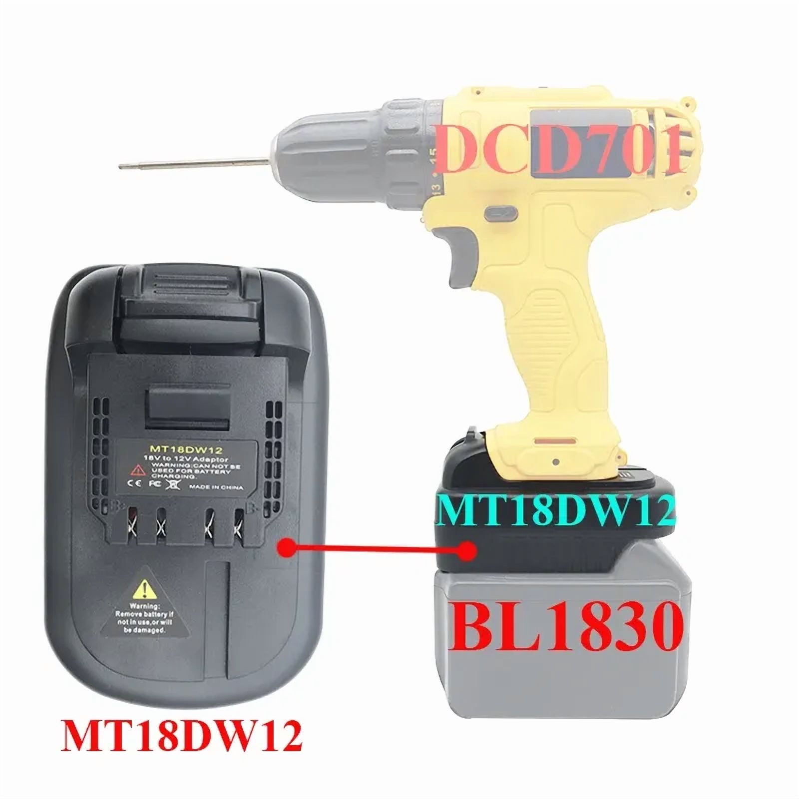 Adapter Converter For Ma*kita 18V Li-ion Battery use For De*Walt 12V 10.8V Tool