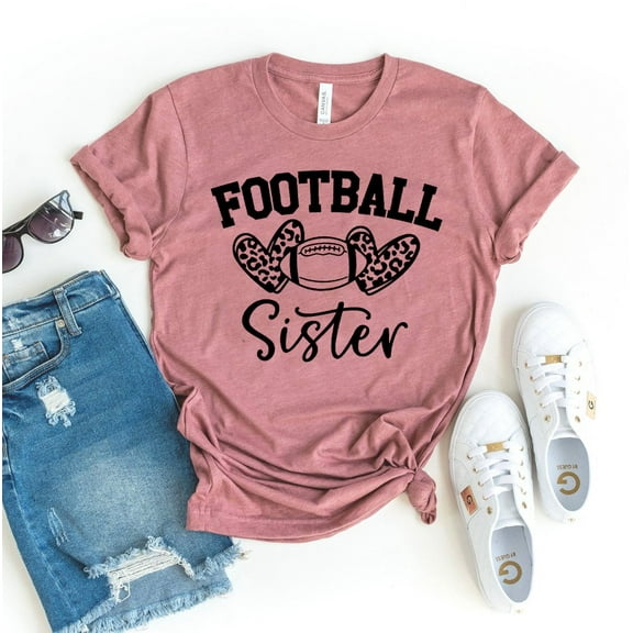 Football Sister T-shirt Touchdown Shirts College Tshirt Weekend Shirt Season Gift Women's Player Top Sports Day Tee