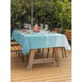 thumbnail image 3 of Outdoor Tablecloths with Umbrella Hole & Zipper, Teal Blue Summer Beach Rectangle Tablecloth 52x70 Inch, Coastal Vacation Blue Wooden Waterproof Table Cloth, Patio/Pool/Picnic Table Covers, 3 of 8