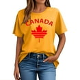 thumbnail image 3 of Pisexur Hauts pour Femmes, Hauts d'Été pour Femmes, Nouveau Pull à Manches Courtes Col Rond Décontracté Imprimé Jaune,S, 3 of 5