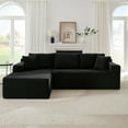 thumbnail image 7 of Miniyam 3 Seats L-Shaped Cloud Sectional Sofa with Deep Seat, Modular Couches Sleeper for Living Room, Apartment (Black, Left Facing Chaise), 7 of 7