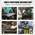 thumbnail image 3 of 36" x 24" Steel Rolling Welding Table – 1200LB Capacity Mobile Workbench with Dual Storage Shelves, 5/8" Holes, Pegboard, Tool Hooks & Slots – Freestanding Storage Rack for Shop or Garage, 3 of 7