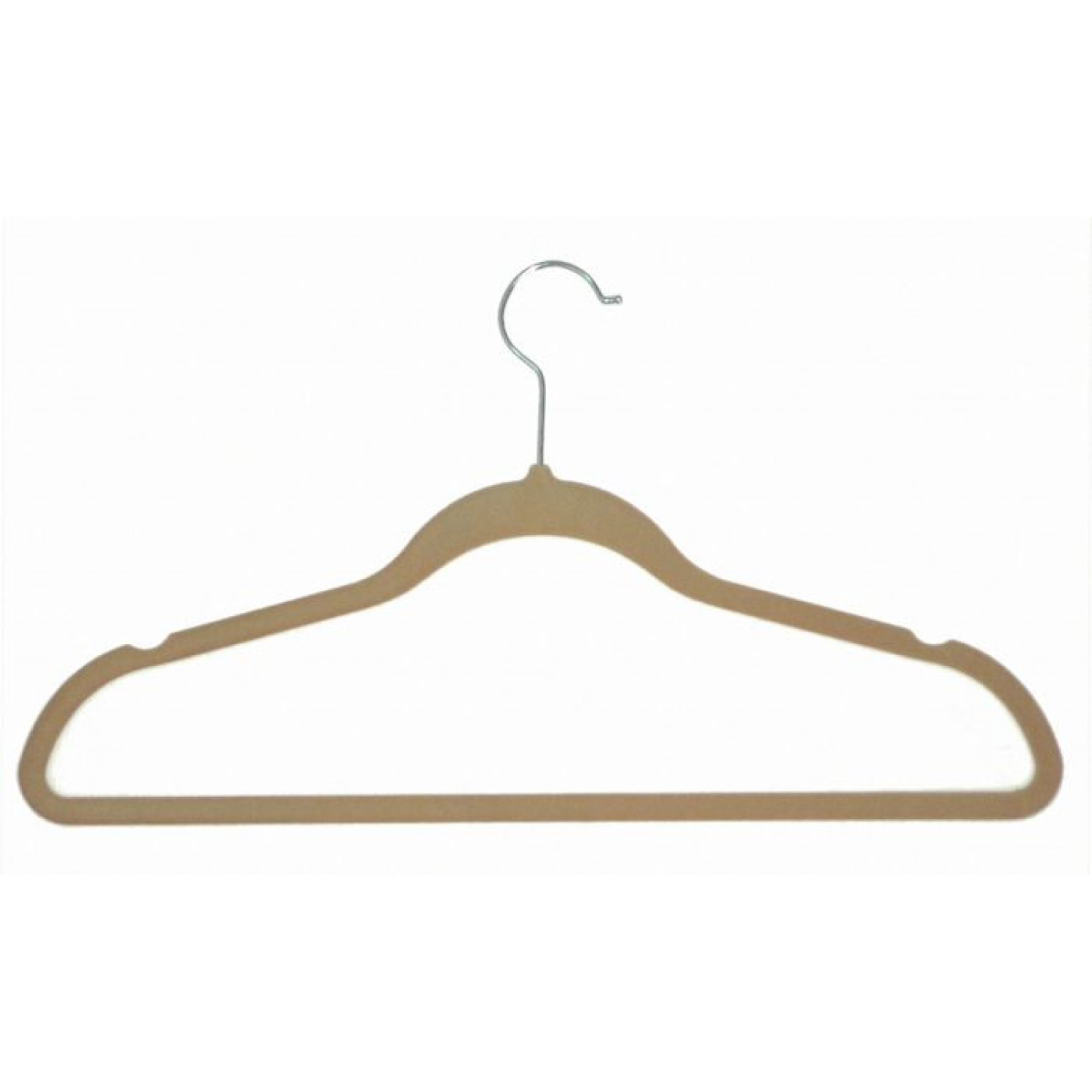 Non-Slip Flocked Velvet Huggable Hangers Clothes Hanger Suit/Shirt/Pants Ivory 