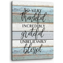 So Very Thankful Incredibly Grateful Unbelievably Blessed Inspirational Quotes Wall Art,Home Thankful Print Framed Canvas Painting Artwork Home Bathroom Kitchen Room Office Decor（11x14 Inch）